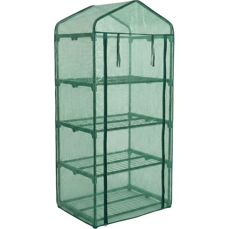 Mini serre de jardin en bâche, 4 étagères, 68 x 49 x 158 cm (1/5)