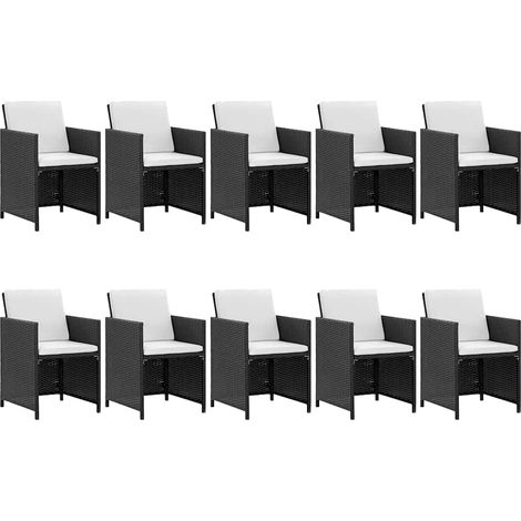 Maison Exclusive - Set da Pranzo da Giardino 11 pz con Cuscini in Polyrattan Nero (1/5)