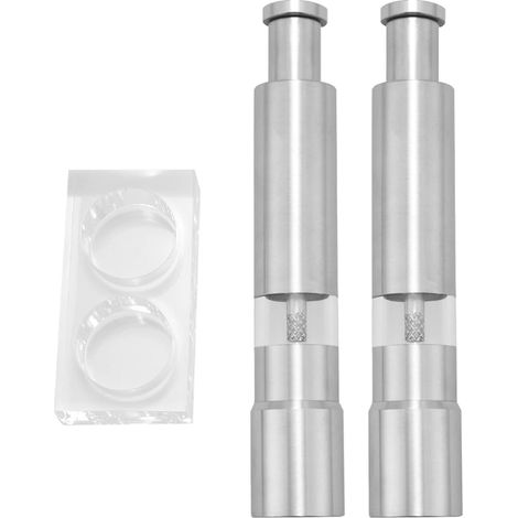 Meuleuses et set à poivre en acier inoxydable avec bouton manuel et dans le verre en acier inoxydable (1/5)