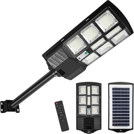 Lampe de Rue 400 W - Éclairage Extérieur Blanc Avec Détecteur de Mouvement - Lampadaire Solaire Pour Parcs, Couloirs