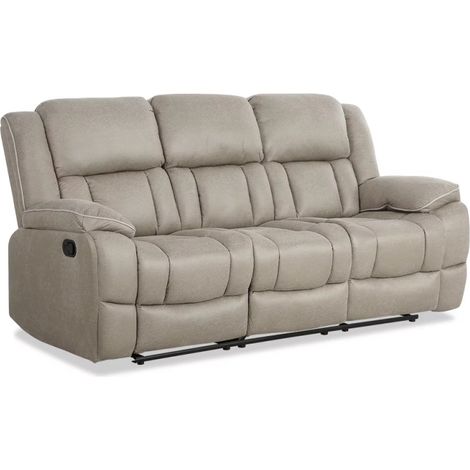 Sofá tres plazas relax con palanca modelo Cooper tapizado textil beige, 220cm(Ancho) 90cm(Fondo) 108cm(Alto) (1/5)