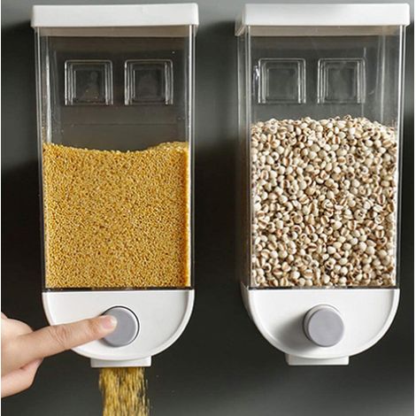Distributeur De Céréales - Contenant Étanche En Plastique Transparent ABS - 1500 Ml - Montage Murale Ou En Armoire - Pour Riz Céréales Flocons Et Aliments Secs - 1 Pièce (1/5)