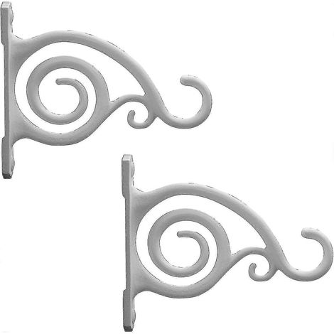 Crochet incurvé élégant, lot de 2, blanc, crochets muraux en fonte pour mangeoires à oiseaux, jardinières, lanternes, carillons éoliens, supports muraux et plus encore (1/5)