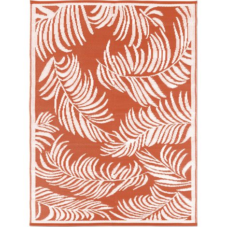 Idmarket – Tapis extérieur COCO tropical terracotta 270 x 470 cm – 100% polypropylène – Résistant aux UV – Réversible et facile à entretenir