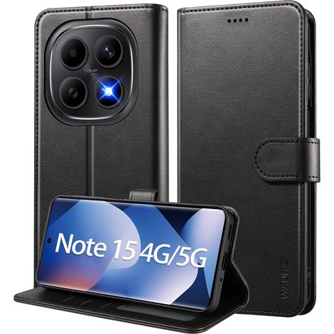 Coque pour Xiaomi Redmi Note 15 4G/5G, Etui Coque avec Porte Carte Clapet à Rabat Portefeuille Cuir Pochette Case Housse Protection Flip Cover Étui,Noir