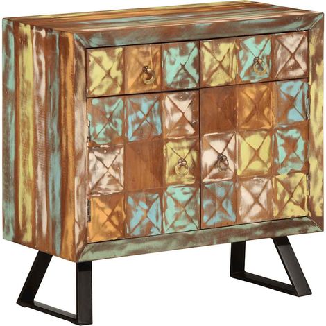 Schubladenschrank Mehrfarbig 70x35x70 cm Altholz Massiv