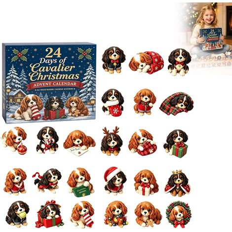 Calendrier de L’avent 2026 Cavalier King Charles Pendentifs en Acrylique (1/5)