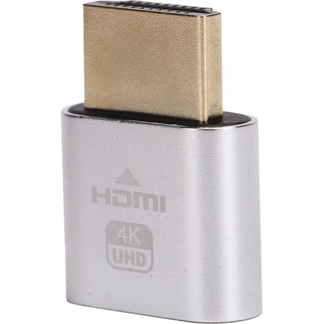 Interface multimédia haute définition (HDMI) - Module factice remplaçable à chaud - Émulateur d'affichage 4K (Argent) (1/5)