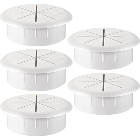 Lot de 5 passecâbles flexibles pour bureau, diamètre 60 mm Couleur : blanc (1/4)