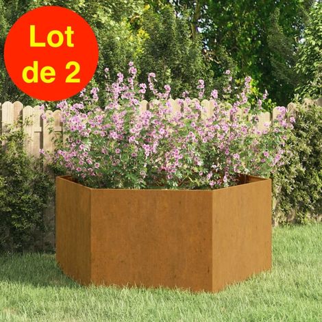 Lot de 2 Jardinières Acier Corten Hexagonale 90 X 90 X 45 cm. Aspect Rouille, Très tendance. Jardin, Patio, Balcon (1/5)