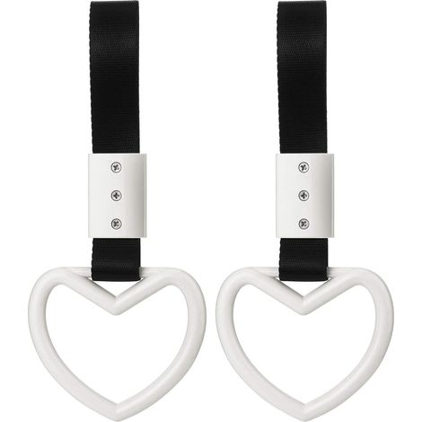 Lot de 2 anneaux décoratifs en forme de cœur pour voiture, sangles de maintien, anneau de signalisation pour pare-chocs arrière, poignées de maintien style métro pour décoration intérieure et extérieu (1/5)