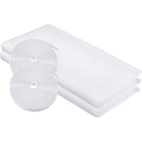 Moustiquaire Fenêtre - 150 x 200 cm - Maille Fine Polyester - Auto-adhésif avec Bandes Adhésives - Pour Fenêtres Coulissantes ou Battantes - 2 Pièces