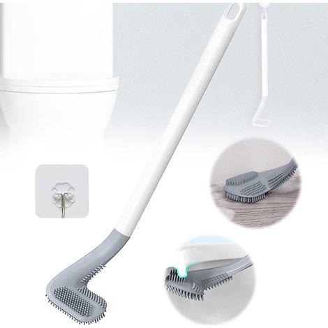 Golf-Toilettenbürste mit langem Griff und 360° flexiblem Bürstenkopf (Weiß)