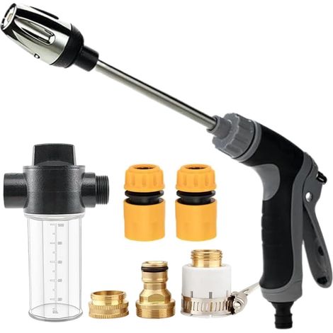 Nettoyeur haute pression, sans tuyau d'arrosage, buse puissante, pistolet de pulvérisation haute pression, jet d'eau très résistant, convient aux jardins, terrasses et voitures (kit de nettoyage, 1 pi (1/5)