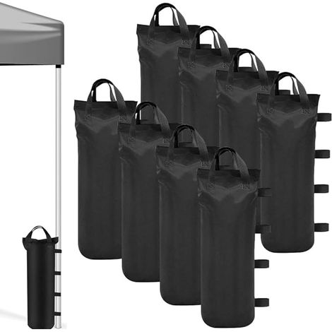 8 Pièces Sac de Sable pour Parasol, Sacs de Sable pour Tonnelle, Sac Lestage 600D Tissu Oxford, Conception à Grand Canon Sand Bags, pour Extérieurs Tentes Pavillons Parasols 50 x 20 cm (1/5)