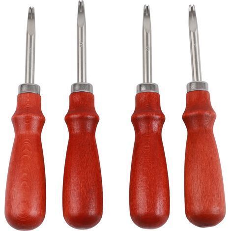 4-teiliges professionelles Lederschneidset mit Holzgriff zum Abschrägen und für Bastelarbeiten (1/5)