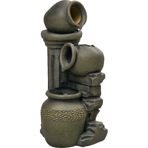 Fontaine, pompe réglable, résistante aux intempéries, 25 cm x 24 cm x 60 cm, grise (1/5)