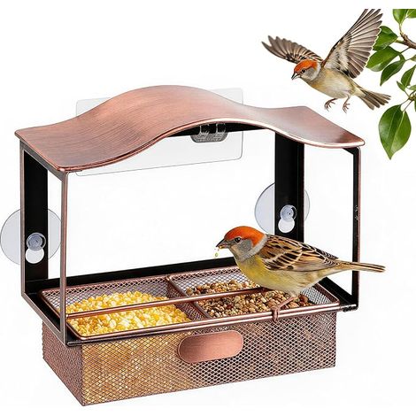 Mangeoire Oiseaux Fenêtre 22.5 11.2 5.1cm, Fer, Rose Gold (1/5)