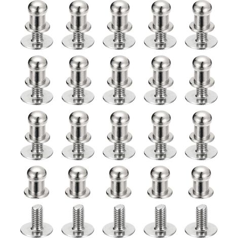 5mm Clou à Tête Sphérique Avec Rivets à Visser, Lot de 50 Boutons à Tête Ronde Pour La Création de Sacs à Main, Ceintures en Cuir, Ton Argenté (1/5)