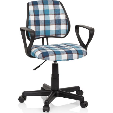 Chaise de Bureau Pivotante pour Enfant avec Dossier en Tissu Bleu/Blanc (1/5)