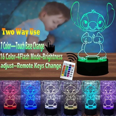 Intelligente 3D-LED-Lampe mit Fernbedienung, Stickmuster, 16 Farben, Weihnachtsgeschenk, Kinderzimmerdekoration, Festtagsgeschenk (A)