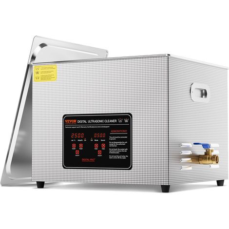 Nettoyeur à Ultrasons Numérique 15 L, Bac Ultrasons 360 W, Appareil de Nettoyage Ultrasonique Professionnel avec Minuterie, Chauffage et Panier, pour Montres, Lunettes, Bijoux, Labo Clinique (1/5)