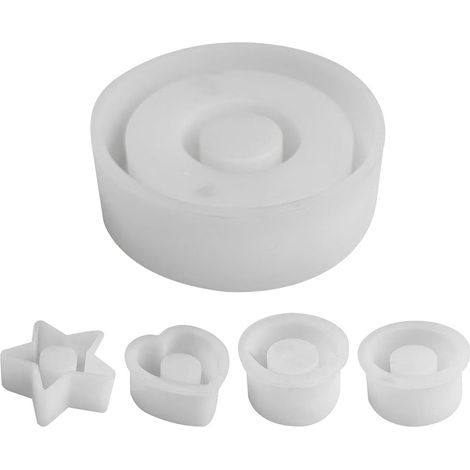 Moule en Silicone pour bougeoir, Rond/Pentagramme/cœur - Moules en Silicone pour bougeoirs - Moule à Bougie - Résine époxy béton plâtre pour Noël, Halloween, Mariage, fête, décoration de la (1/5)