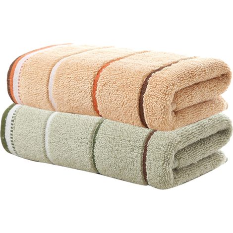Lot de 2 serviettes de bain, coton, 70 x 140 cm, absorbantes, légères, salle de bain, plage, sport (1/5)