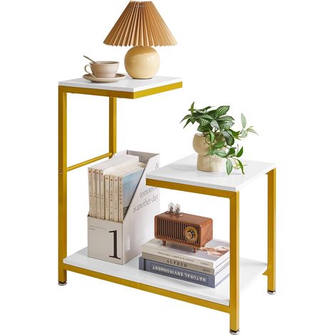 Table d'Appoint en Forme de G, Table d'Appoint de Canapé, Tables d'Appoint d'angle pour Salon, Canapé, Chambre à Coucher, Support de Fleurs de Balcon, Blanc YD-TM053W (1/5)