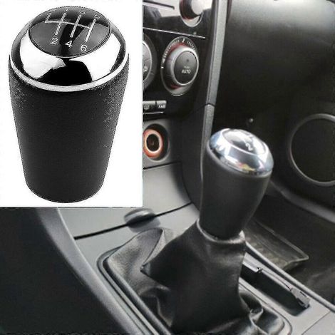 Schaltknauf aus Leder für 6-Gang-Schaltgetriebe, kompatibel mit Mazda 3 (schwarz, blau, CW, 6, 5, 3er-Serie) (1/3)