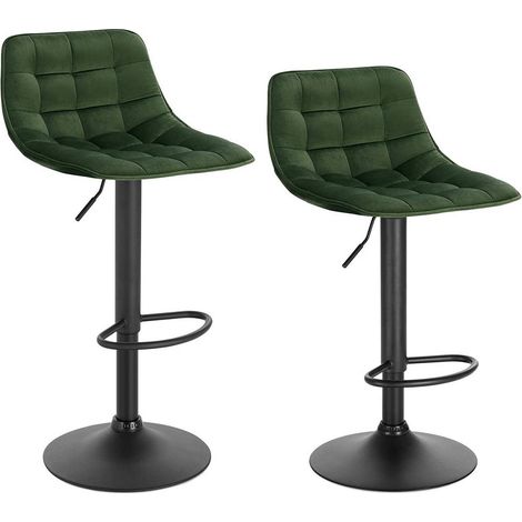 WOLTU 2er-Set Barhocker Küchenstuhl Barstuhl mit Rückenlehne und Einstellgriff, höhenverstellbar & 360° drehbar, Tresenhocker Bar Hocker aus hochwertigem Samt und Metall, Dunkelgrün (1/5)