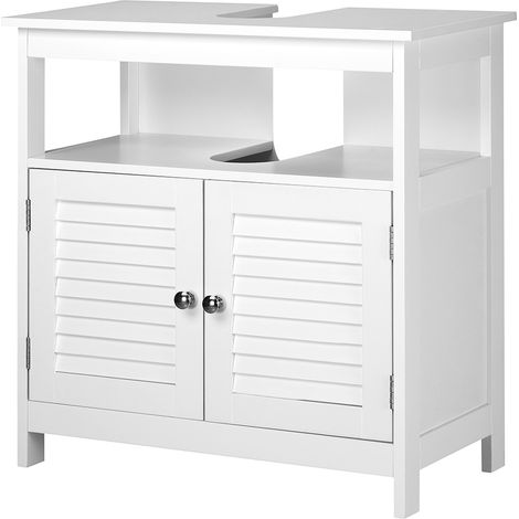 Mobile Mobiletto Armadietto Bagno Lavandino Lavabo Con Due Ante Legno Bianco (1/6)