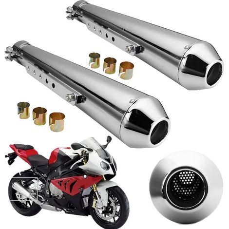 Silencieux de moto, design rétro, construction en fer durable, 2PCS, Silencieux (1/2)