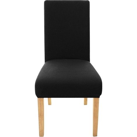 Housse de chaise de mariage en jacquard extensible, lavable en intérieur, bon marché, noire, pour salle à manger (1/3)