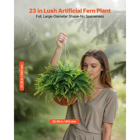 Fougère de Boston Artificielle Suspendue, Longeur 58,4 cm Lot de 2, Fausse Plante Suspendue en Plastique pour Décoration Intérieure… (1/5)