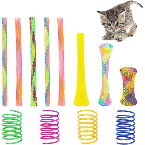 Ensemble de 55 jouets à ressort pour chat, comprenant un jouet à ressort coloré et un tube à jouer. Cadeau idéal. (1/5)