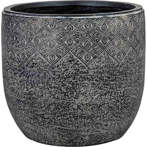 Macetero de fibra de vidrio gris 43,5 x 43,5 x 40cm