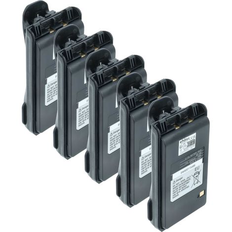 vhbw 5x Akku kompatibel mit Icom IC-F3108D, IC-F3101D, IC-F3008, IC-F3003 Funkgerät, Walkie Talkie (2200 mAh, 7,4 V, Li-Ion) + Gürtelclip