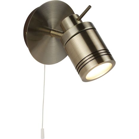 Searchlight Samson - Faretto da parete a LED 1 luce per bagno Ottone antico IP44, GU10 (1/4)