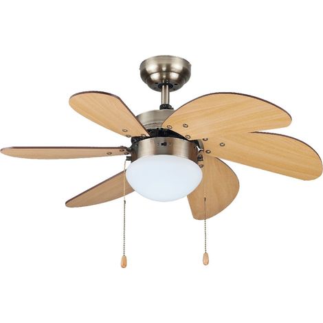 Ventilatore da soffitto Larde 2xE27 Ø82 6 pale DC Nichel