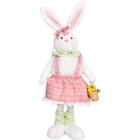 Lapin En Peluche - Hauteur Réglable 42 Cm - Accessoire De Décoration De Pâques - Pour Étagères Et Entrées - Avec Carotte - 1 Pièce (1/5)