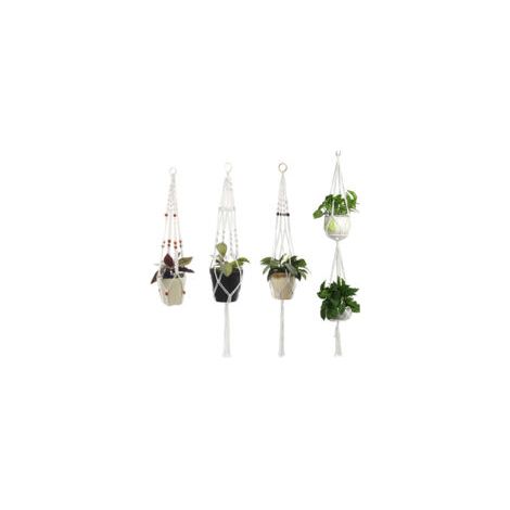 Lot de 4 suspensions pour pots de fleurs en corde de coton, supports décoratifs faits main (1/5)