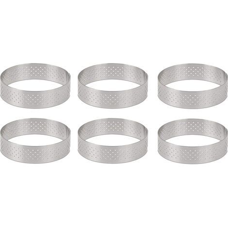 6 pièces de cuisson rondes en acier inoxydable résistant à la chaleur-8 cm- (1/4)