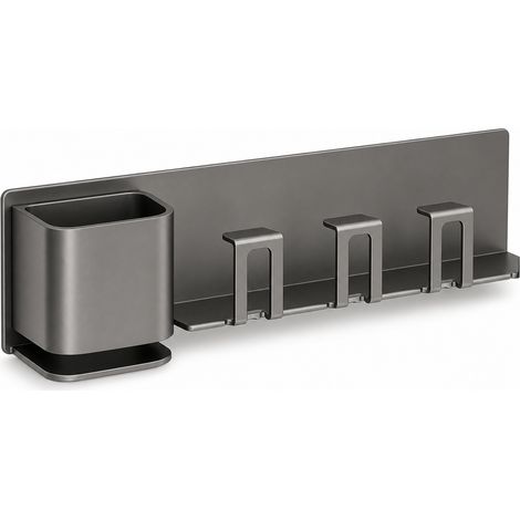 Wall-Mounted No-Drill Family 4 Toothbrush Holder Grey