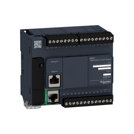 Schneider TM221C24T Modicon M221, 24PNP I/O controller, Ethernet+serial port, 24VDC - PV: 08 - RL: 16 - SV: 1.10