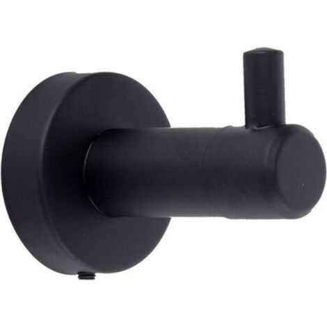 Black bathroom hooks. Set of 2 bathroom hooks for towels, bathrobes, hats, exclusive high-end. Bathroom accessory in matte brushed black stainless steel. Durable. (1/4)