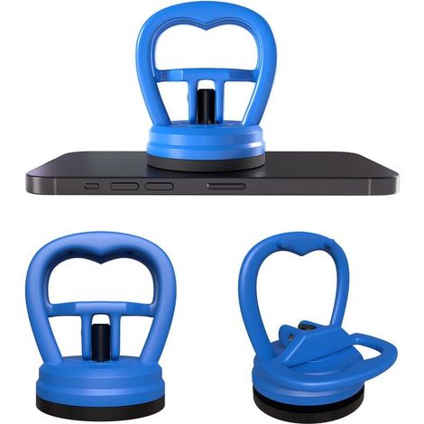 Ventosa con manico - Set di 2 ventose potenti, sollevatore per vetro, strumento di apertura e estrattore per ammaccature, supporta fino a 10 kg, adatto per vetro, piastrelle ed elettronica, blu (1/5)