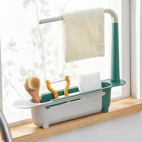 1 Support De Rangement Télescopique Réglable, Organisateur D'évier Grande Capacité, Pour Cuisine