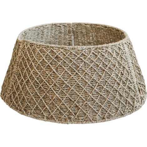 Round Foldable Diamond Wicker Tree Skirt - L60 x W60 x H26 cm - Brown