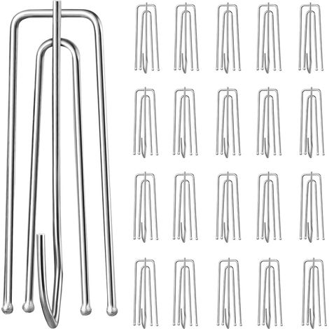 40 pièces - Crochets pour rideaux - Crochets pour rideaux plissés - Crochets pour rideaux plissés en acier inoxydable - Accessoires de décoration de fenêtre - Accessoires pour rideaux - Argent - 2,5 x (1/5)